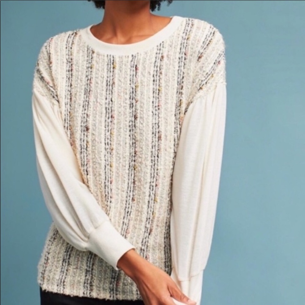 Anthropologie Deletta Textured Crew Neck Sweater